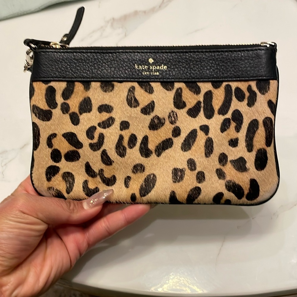 Kate spade Lolly Leather Leopard Print Wristlet